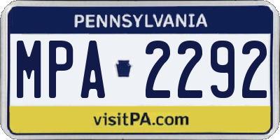 PA license plate MPA2292