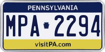 PA license plate MPA2294