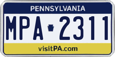 PA license plate MPA2311