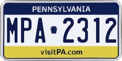 PA license plate MPA2312