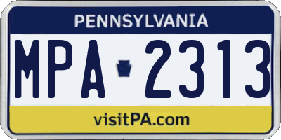 PA license plate MPA2313