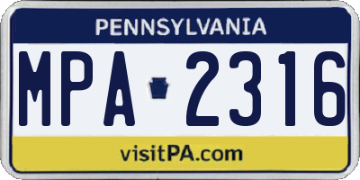 PA license plate MPA2316