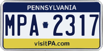 PA license plate MPA2317
