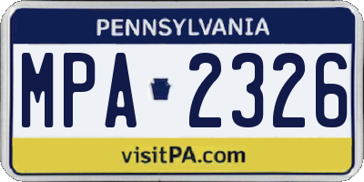 PA license plate MPA2326