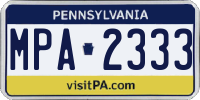 PA license plate MPA2333