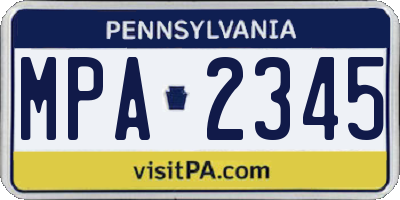 PA license plate MPA2345