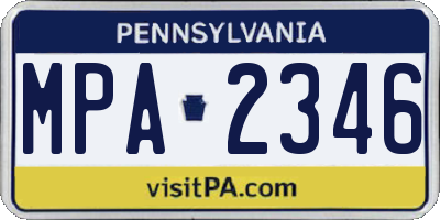 PA license plate MPA2346