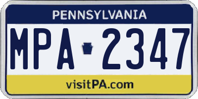 PA license plate MPA2347