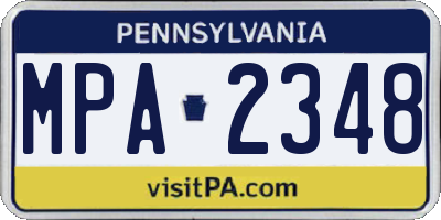 PA license plate MPA2348