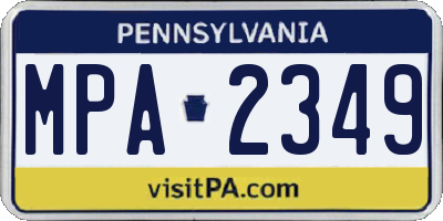 PA license plate MPA2349