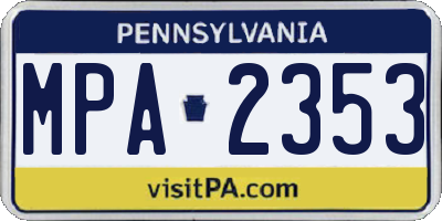 PA license plate MPA2353