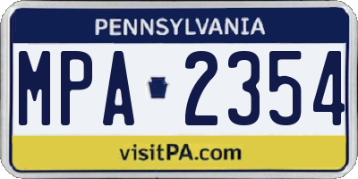 PA license plate MPA2354