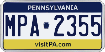 PA license plate MPA2355
