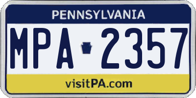 PA license plate MPA2357