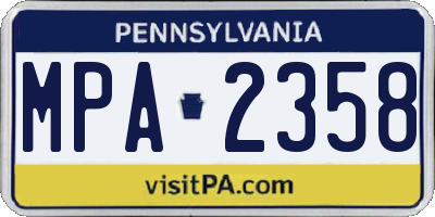 PA license plate MPA2358