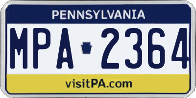 PA license plate MPA2364
