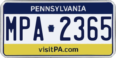 PA license plate MPA2365