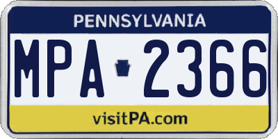 PA license plate MPA2366