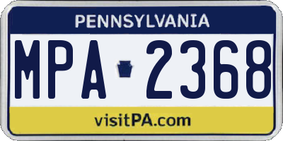 PA license plate MPA2368