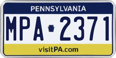 PA license plate MPA2371