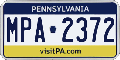 PA license plate MPA2372