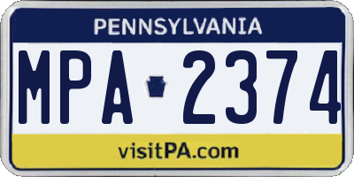PA license plate MPA2374