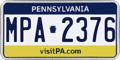 PA license plate MPA2376