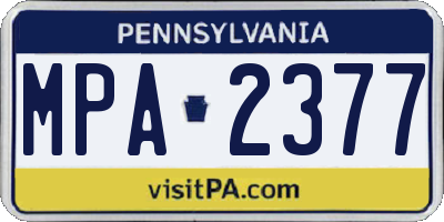 PA license plate MPA2377