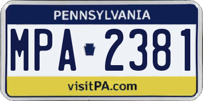 PA license plate MPA2381