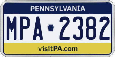 PA license plate MPA2382