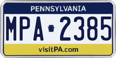 PA license plate MPA2385