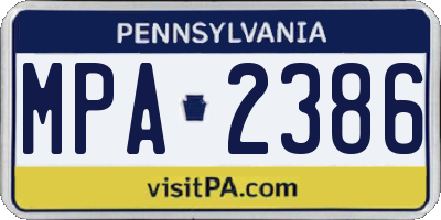 PA license plate MPA2386