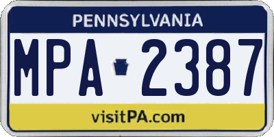 PA license plate MPA2387
