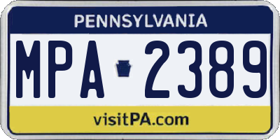PA license plate MPA2389