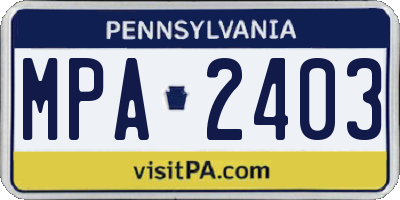 PA license plate MPA2403