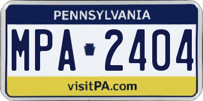 PA license plate MPA2404