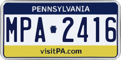 PA license plate MPA2416