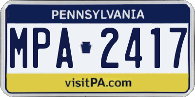 PA license plate MPA2417