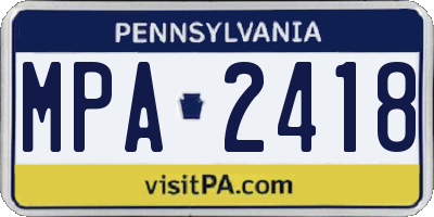 PA license plate MPA2418