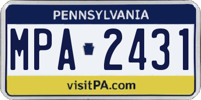 PA license plate MPA2431