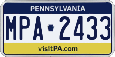 PA license plate MPA2433