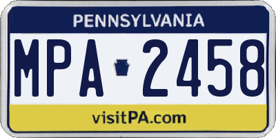 PA license plate MPA2458