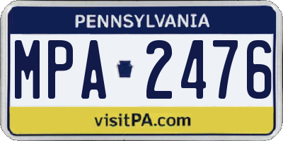 PA license plate MPA2476