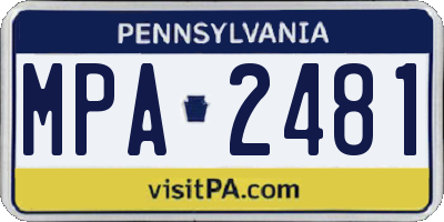 PA license plate MPA2481