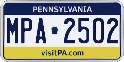 PA license plate MPA2502