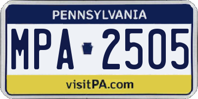 PA license plate MPA2505