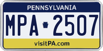 PA license plate MPA2507