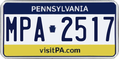 PA license plate MPA2517