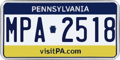 PA license plate MPA2518