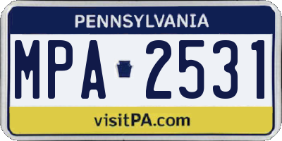 PA license plate MPA2531
